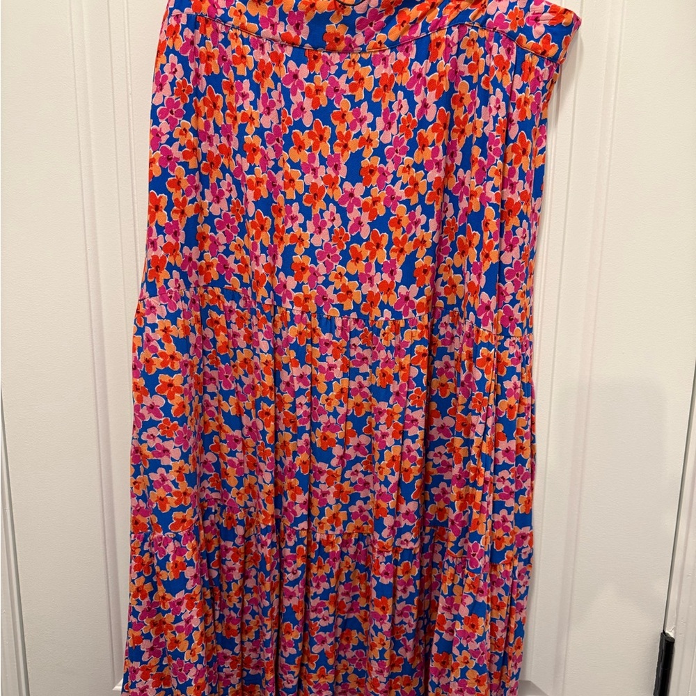 Skies Are Blue Floral Maxi Skirt - Pink and Orange